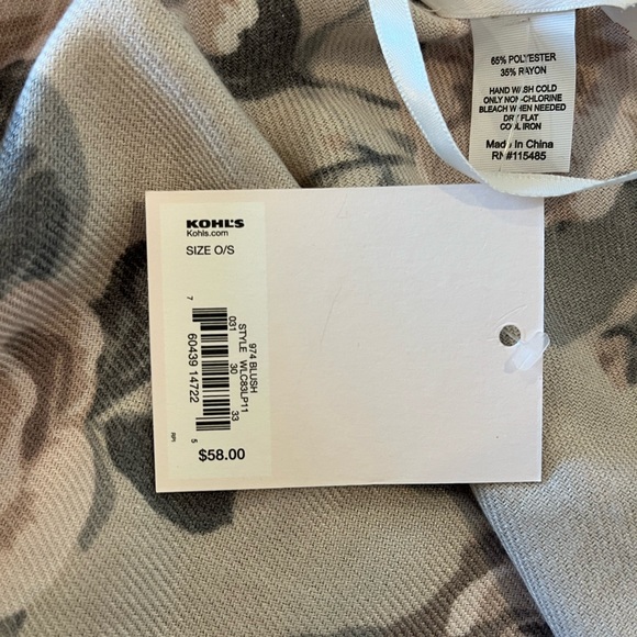 Lauren Conrad shawl - one size. Gray/blush flowers. Brand new with tags! - Picture 4 of 4